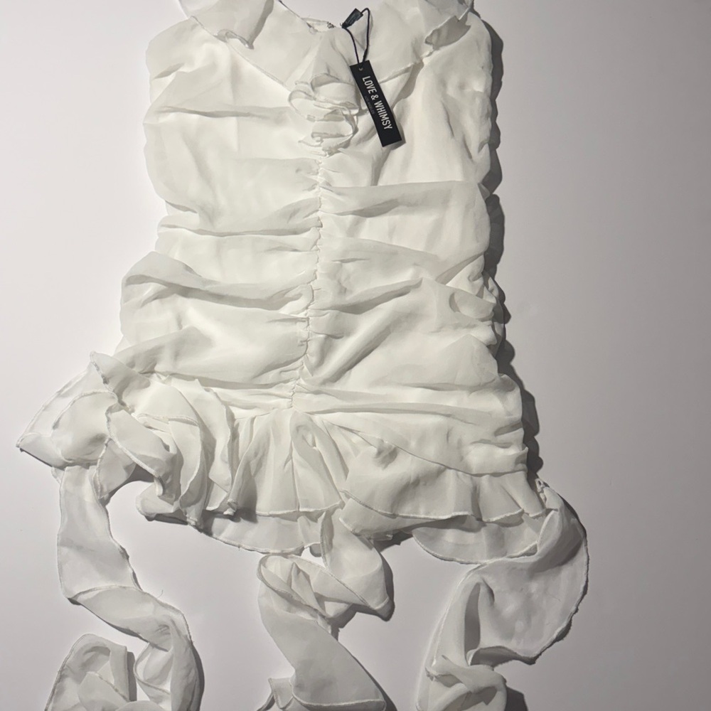 Elegant White Ruffled Dress